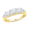 Lab-Created White Sapphire Three Stone Ring in 10K Gold