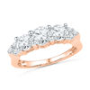 Thumbnail Image 0 of Lab-Created White Sapphire Three Stone Ring in 10K Rose Gold