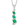 Thumbnail Image 1 of Lab-Created Emerald Three Stone Swirl Pendant in 10K White Gold