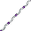 Thumbnail Image 1 of Amethyst and Diamond Accent Twist Bracelet in Sterling Silver - 7.25"