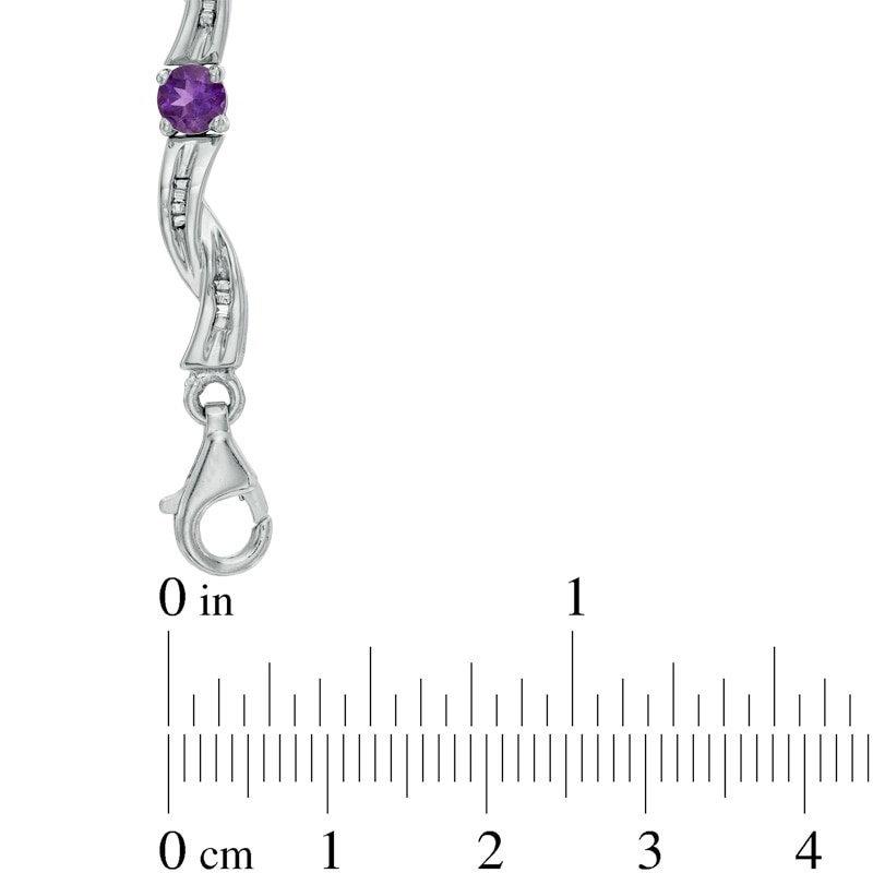 Main Image 2 of Amethyst and Diamond Accent Twist Bracelet in Sterling Silver - 7.25"
