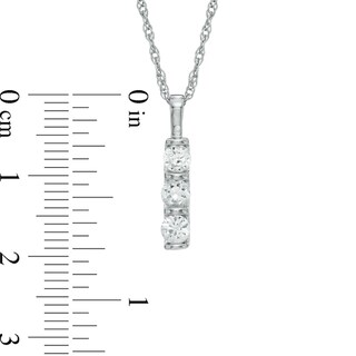Lab-Created White Sapphire Three Stone Pendant in 10K White Gold