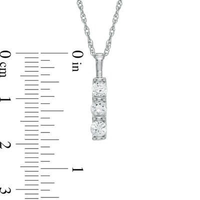 Lab-Created White Sapphire Three Stone Pendant in 10K White Gold