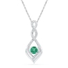 5.0mm Lab-Created Emerald and Diamond Accent Infinity Twist Pendant in 10K White Gold