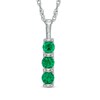 Thumbnail Image 1 of Lab-Created Emerald Three Stone Pendant in 10K White Gold