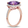 Thumbnail Image 2 of 10.0mm Cushion-Cut Amethyst and 0.10 CT. T.W. Diamond Frame Ring in 10K Rose Gold