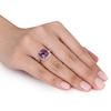10.0mm Cushion-Cut Amethyst and 0.10 CT. T.W. Diamond Frame Ring in 10K Rose Gold