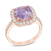 Thumbnail Image 1 of Rose de France Amethyst and Lab-Created White Sapphire Frame Ring in Sterling Silver with 14K Rose Gold Plate