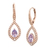 Pear-Shaped Rose de France Amethyst and Lab-Created White Sapphire Earrings in Sterling Silver with 14K Rose Gold Plate