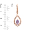 Pear-Shaped Rose de France Amethyst and Lab-Created White Sapphire Earrings in Sterling Silver with 14K Rose Gold Plate