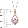Pear-Shaped Rose de France Amethyst and Lab-Created White Sapphire Pendant in Sterling Silver with 14K Rose Gold Plate