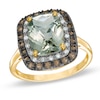 Thumbnail Image 0 of Cushion-Cut Green and Smoky Quartz with Diamond Accent Ring in 10K Gold