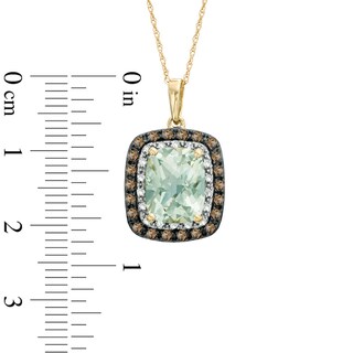 Cushion-Cut Green and Smoky Quartz with Diamond Accent Pendant in 10K Gold