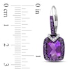 Cushion-Cut Amethyst and 0.09 CT. T.W. Diamond Drop Earrings in Sterling Silver with Black Rhodium