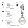 Thumbnail Image 2 of 8.0-8.5mm Freshwater Cultured Pearl and 0.05 CT. T.W. Diamond Drop Earrings in Sterling Silver