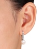 Thumbnail Image 2 of 8.0 - 8.5mm Cultured Freshwater Pearl and 0.05 CT. T.W. Diamond Drop Earrings in Sterling Silver
