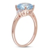 Thumbnail Image 2 of 8.0mm Cushion-Cut Sky Blue Topaz and 0.06 CT. T.W. Diamond Ring in 10K Rose Gold