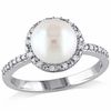 Thumbnail Image 1 of 8.0-8.5mm Freshwater Cultured Pearl and 0.10 CT. T.W. Diamond Frame Ring in Sterling Silver