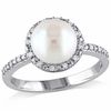 Thumbnail Image 0 of 8.0 - 8.5mm Cultured Freshwater Pearl and 0.10 CT. T.W. Diamond Frame Ring in Sterling Silver