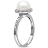 8.0 - 8.5mm Cultured Freshwater Pearl and 0.10 CT. T.W. Diamond Frame Ring in Sterling Silver