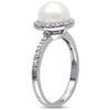 Thumbnail Image 1 of 8.0 - 8.5mm Cultured Freshwater Pearl and 0.10 CT. T.W. Diamond Frame Ring in Sterling Silver