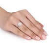 Thumbnail Image 2 of 8.0 - 8.5mm Cultured Freshwater Pearl and 0.10 CT. T.W. Diamond Frame Ring in Sterling Silver