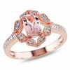 Thumbnail Image 0 of Cushion-Cut Morganite and 0.09 CT. T.W. Diamond Vintage-Style Ring in 10K Rose Gold