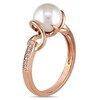 Thumbnail Image 2 of 8.0-8.5mm Freshwater Cultured Pearl and 0.06 CT. T.W. Diamond Ring in Sterling Silver with Rose Rhodium