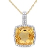 Thumbnail Image 0 of 10.0mm Cushion-Cut Citrine and 0.10 CT. T.W. Diamond Frame Pendant in 10K Gold - 17"