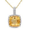 Thumbnail Image 0 of 10.0mm Cushion-Cut Citrine and 0.10 CT. T.W. Diamond Frame Pendant in 10K Gold - 17"