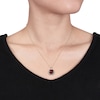 Thumbnail Image 3 of 10.0mm Cushion-Cut Garnet and 0.10 CT. T.W. Diamond Frame Pendant in 10K Gold - 17"