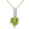 Thumbnail Image 0 of 6.0mm Heart-Shaped Peridot and Diamond Accent Pendant in 10K Gold - 17"