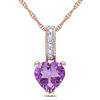 Thumbnail Image 1 of 6.0mm Heart-Shaped Amethyst and Diamond Accent Pendant in 10K Rose Gold - 17"