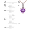 Thumbnail Image 2 of 6.0mm Heart-Shaped Amethyst and Diamond Accent Pendant in 10K Rose Gold - 17"