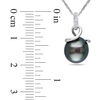 8.0-8.5mm Black Tahitian Cultured Pearl and Diamond Accent Swirl Pendant in 10K White Gold-17"