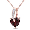 Thumbnail Image 0 of 7.0mm Heart-Shaped Garnet and Diamond Accent Pendant in 10K Rose Gold - 17"