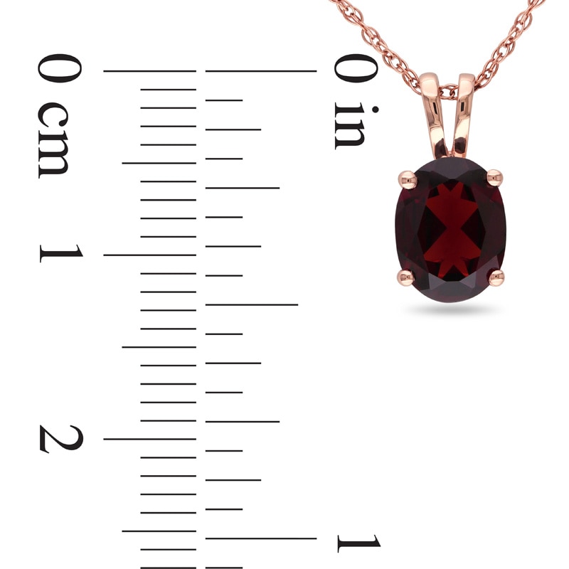 Main Image 2 of Oval Garnet Pendant in 10K Rose Gold - 17"