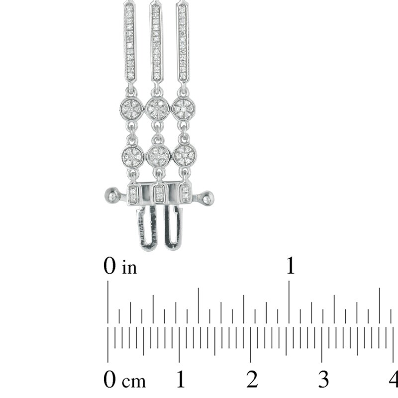 Main Image 2 of 0.75 CT. T.W. Diamond Triple Row Art Deco-Inspired Bracelet in 10K White Gold