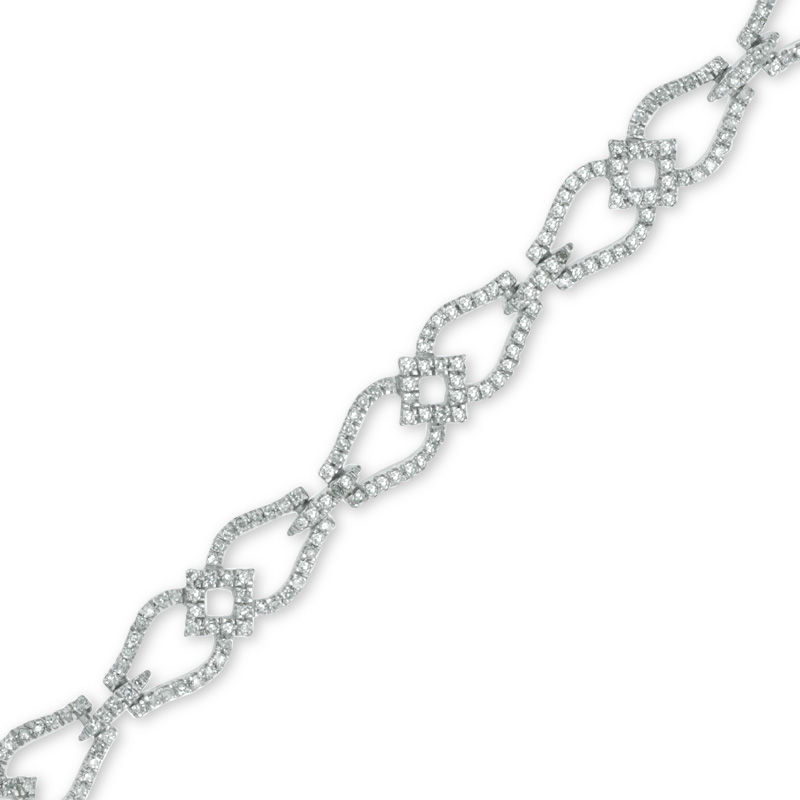 0.75 CT. T.W. Diamond Alternating Square Bracelet in 10K White Gold|Peoples Jewellers