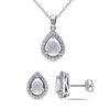 Thumbnail Image 0 of Pear-Shaped Lab-Created White Sapphire Pendant and Earring Set in Sterling Silver