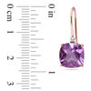 Thumbnail Image 2 of 10.0mm Cushion-Cut Amethyst and Diamond Accent Drop Earrings in 10K Rose Gold
