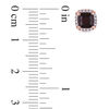 Thumbnail Image 2 of 5.0mm Cushion-Cut Garnet and 0.09 CT. T.W. Diamond Stud Earrings in 10K Rose Gold