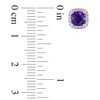 Thumbnail Image 2 of 5.0mm Cushion-Cut Amethyst and 0.09 CT. T.W. Diamond Stud Earrings in 10K White Gold