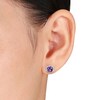 Thumbnail Image 2 of 5.0mm Cushion-Cut Amethyst and 0.09 CT. T.W. Diamond Stud Earrings in 10K White Gold