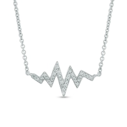Diamond Accent Heartbeat Necklace in Sterling Silver