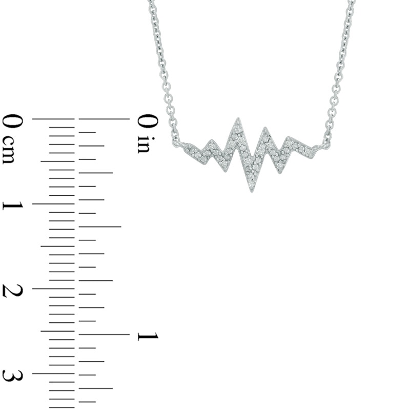 Main Image 2 of Diamond Accent Heartbeat Necklace in Sterling Silver