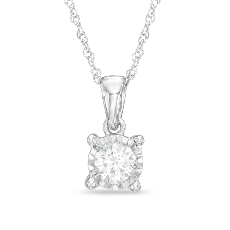 Main Image 1 of 0.25 CT. Diamond Solitaire Pendant in 10K White Gold (J/I3)