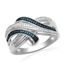 0.25 CT. T.W. Enhanced Blue and White Diamond Three Row Overlay Ring in Sterling Silver