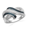 Thumbnail Image 0 of 0.25 CT. T.W. Enhanced Blue and White Diamond Three Row Overlay Ring in Sterling Silver