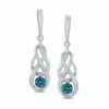 Thumbnail Image 0 of 0.15 CT. T.W. Enhanced Blue Diamond Cluster Infinity Braid Drop Earrings in Sterling Silver